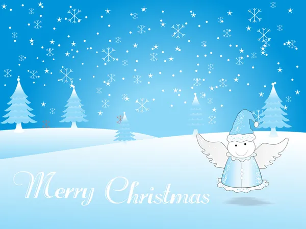 Christmas fairy op Sneeuwvlok achtergrond — Stockvector