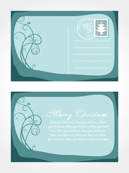 Cartão postal de Natal com vetor floral — Vetor de Stock