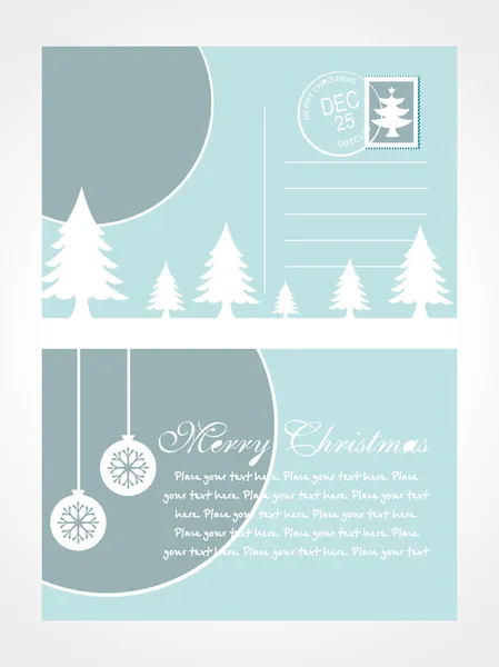 Christmas post card with tree — Stock Vector