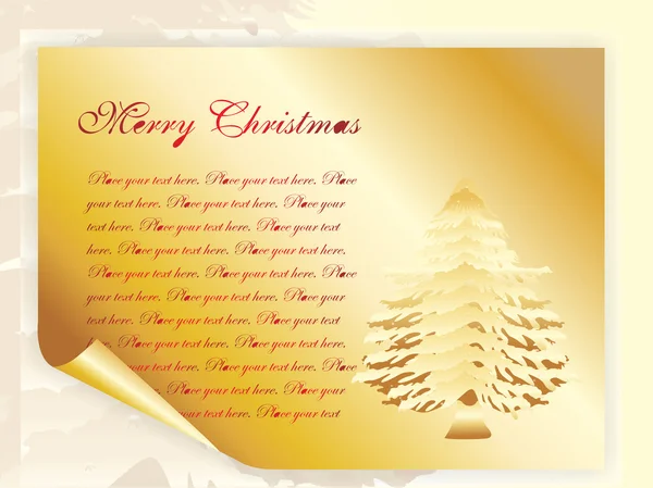 Árvore de Natal com papper dourado —  Vetores de Stock