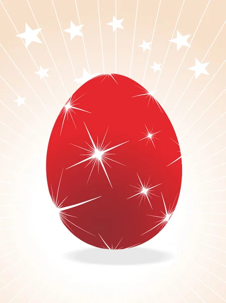 Brilhante ovo de Páscoa com raios de fundo — Vetor de Stock