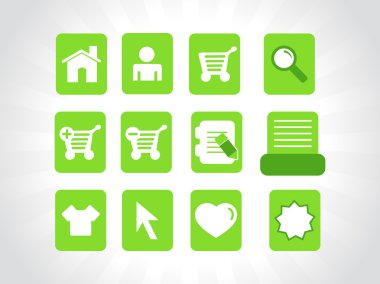 Collection of vector icons on green clipart