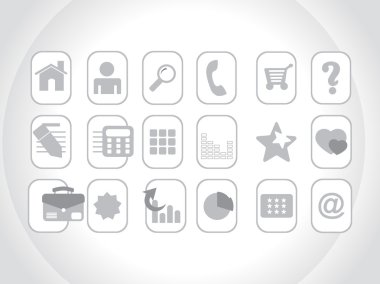 Collection of web icons in gray clipart