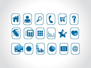 Collection of web icons in blue clipart