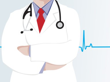 Doctor with heartbeat background clipart