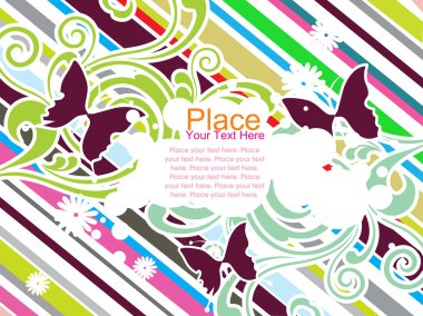 Background with floral, butterfly clipart