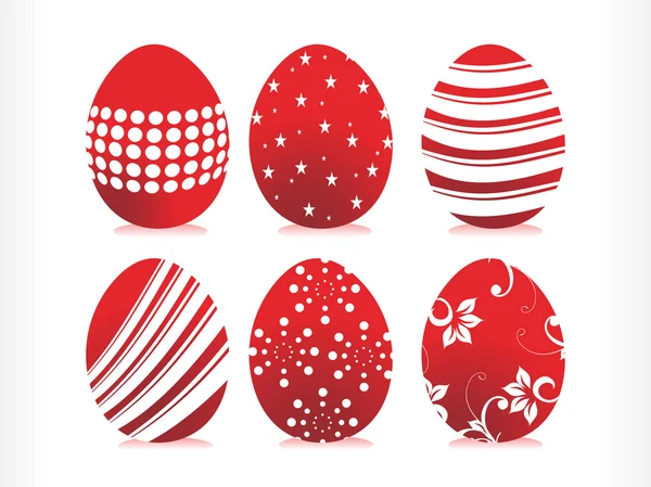 Set of six red easter egg — Stock Vector