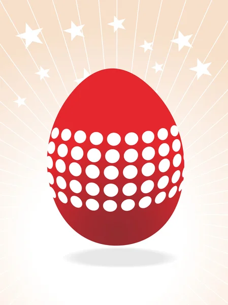 Red egg with white dots for easter day — Stock Vector