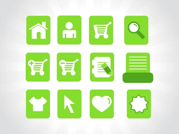 Collection of vector icons on green — Stock Vector