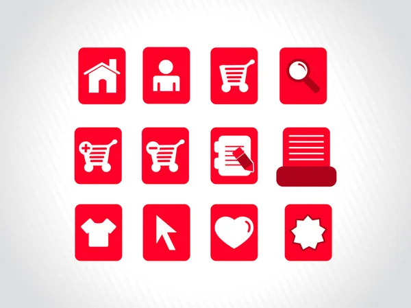 Collection of vector icons on red — Stock Vector