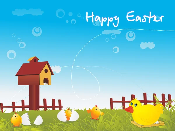 Easter chicken family, illustration — Stock Vector