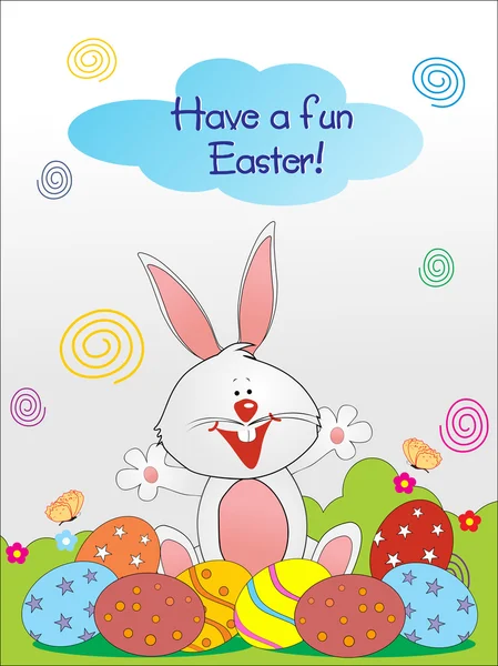 Bunny, renkli yumurta ile arka plan — Stok Vektör