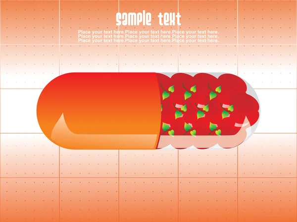 赤いリンゴとオレンジ色のカプセル — ストックベクタ