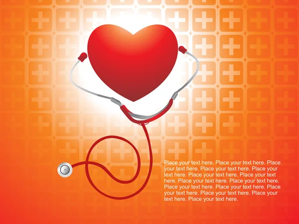 Kırmızı kalp ile izole stetoskop — Stok Vektör