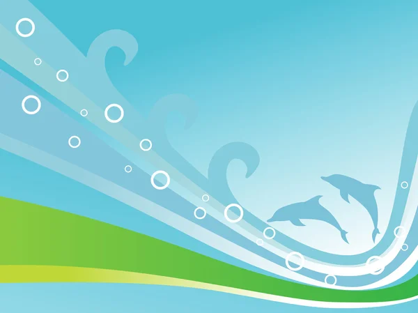 Dolphin hrát s mořské vlny — Stockový vektor