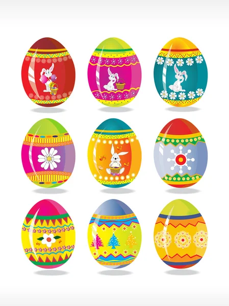 Coloridos huevos de diseño en blanco — Archivo Imágenes Vectoriales
