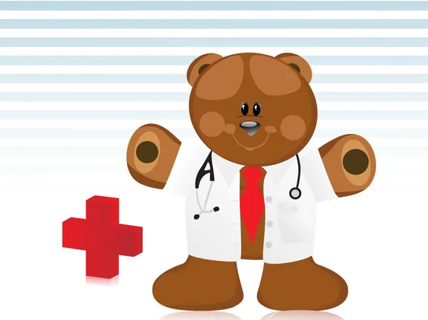 Лікар ведмідь з медичним фоном — стоковий вектор