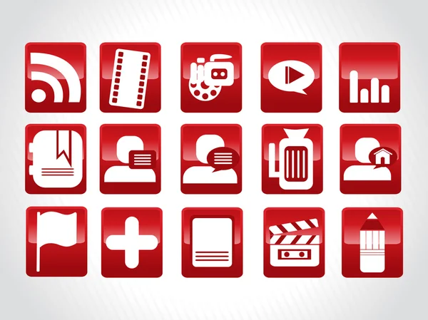 Iconos de ordenador rojo, vector — Archivo Imágenes Vectoriales