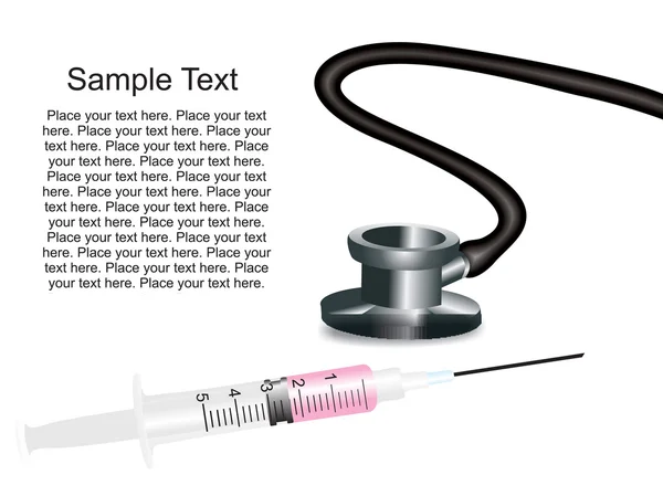 Stethoscope and syringe illustration — Stock Vector