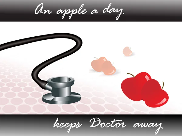 Stetoscopio illustrativo e mela — Vettoriale Stock