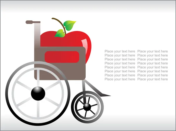 Cadeira de rodas wiith maçã fresca — Vetor de Stock