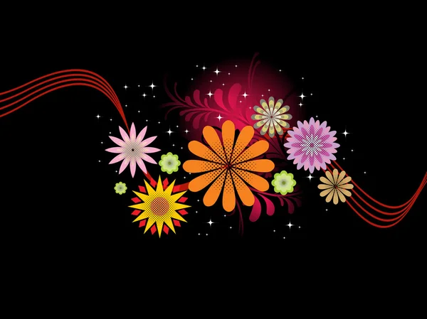 Fond avec des fleurs colorées — Image vectorielle