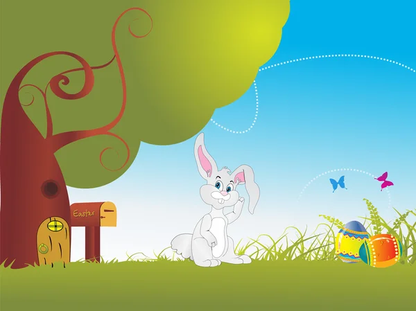 Conejo de Pascua en el Jardín Ilustraciones de stock libres de derechos