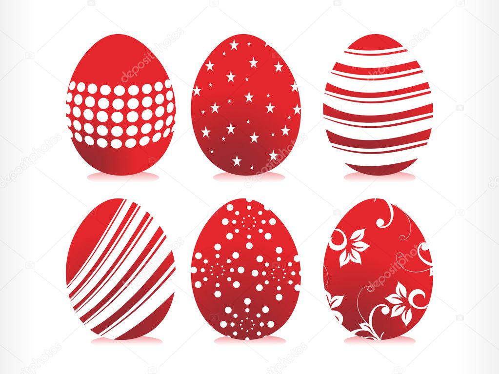 Set of six red easter egg