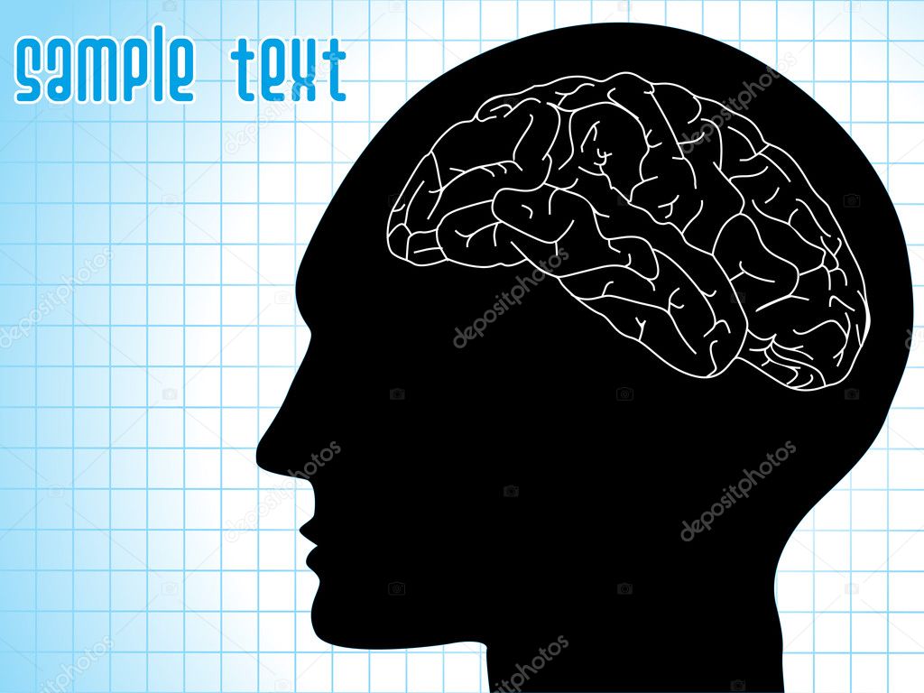 Isolated human brain with sample text