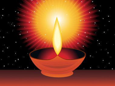 Isolated diya on night background clipart