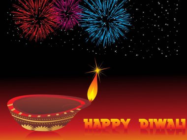 Isolated diya on firework background clipart