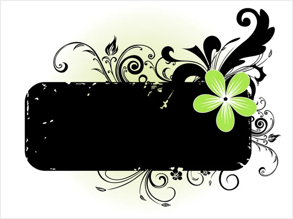 Fekete virágmintás banner — Stock Vector