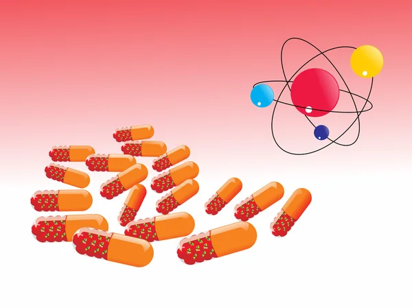 Medicine with atomic structure — Stock Vector