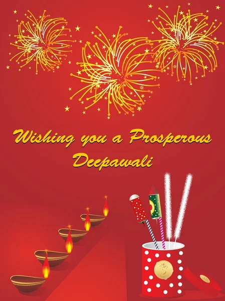 Firework background with diya, cracker — Stock Vector
