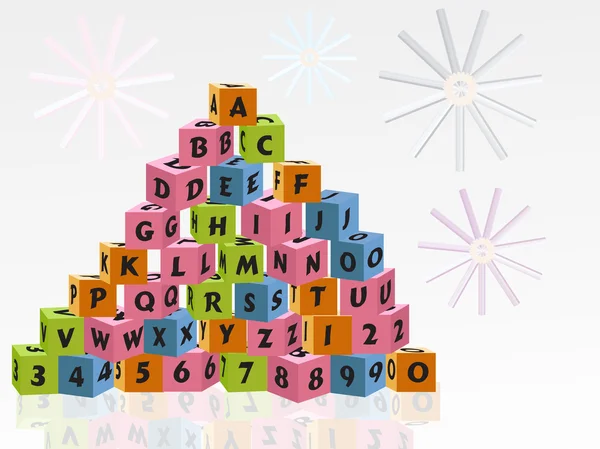 Cubo giocattolo con lettere vettoriali — Vettoriale Stock