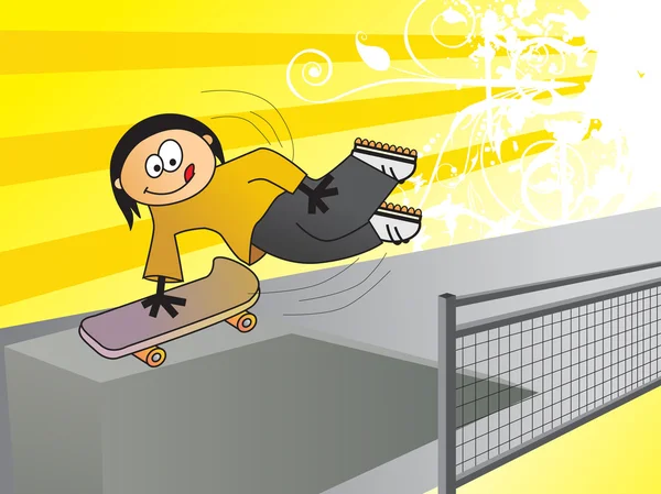 Fille sautant avec skateboard — Image vectorielle