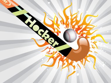 Grunge and flame with hockey, ball clipart