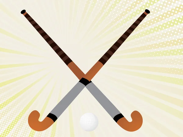 Bâtons de hockey croisés et une balle — Image vectorielle