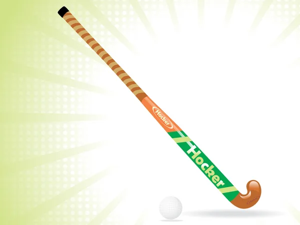 Bâton de hockey et balle avec fond — Image vectorielle