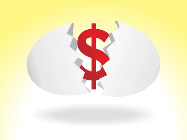 Egg open with dollar inside — Stock Vector
