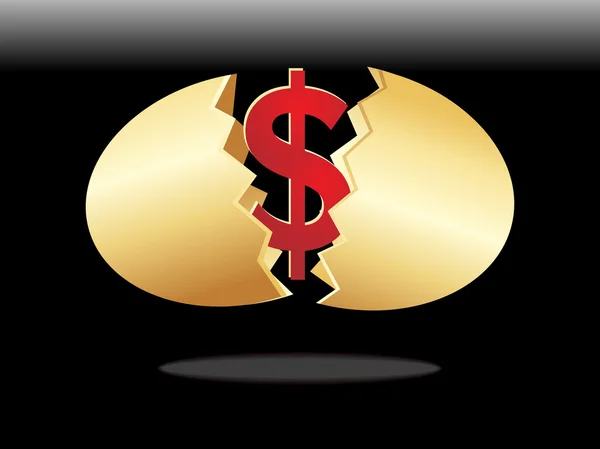 Uovo aperto con dollaro all'interno, design4 — Vettoriale Stock