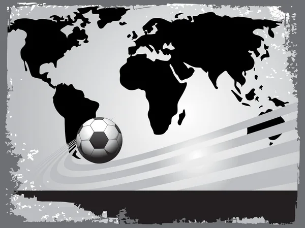 黑色世界地图与足球 — 图库矢量图片