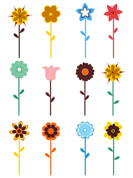 白地にカラフルな花 — ストックベクタ