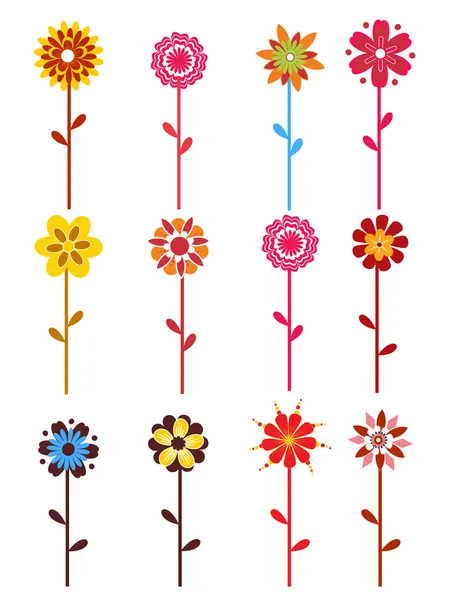 白地にカラフルな花 — ストックベクタ