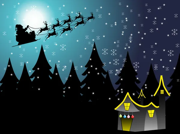 飞圣诞老人雪橇;插图 — 图库矢量图片