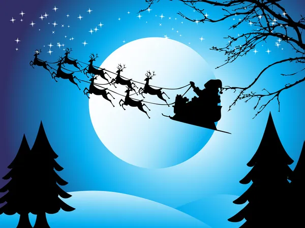飞行圣诞老人雪橇壁纸 — 图库矢量图片