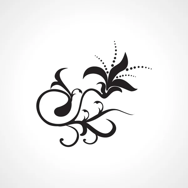 Tatouage floral noir isolé vectoriel — Image vectorielle