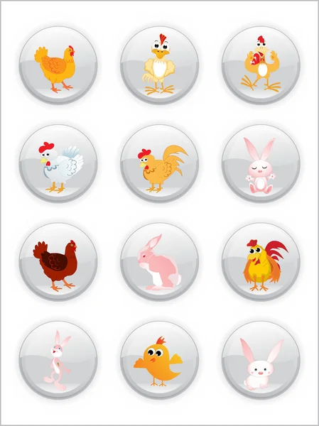 Icônes de Pâques avec fond — Image vectorielle