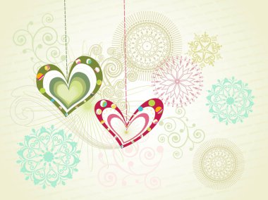 Background with hanging heart clipart