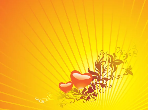 Coeur exotique isolé sur orange — Image vectorielle
